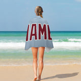 Custom Light Blue Crimson Red Beach Towel