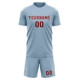 Custom Light Blue Crimson Red Soccer Jersey