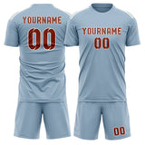 Custom Light Blue Coral Red Soccer Jersey
