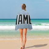 Custom Light Blue Black Beach Towel