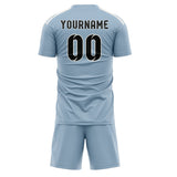 Custom Light Blue Black Soccer Jersey