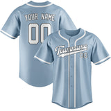 Custom Light Blue & White Colors Design Sports Baseball Jersey