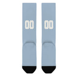 Custom Light Blue White Knee-High Sock