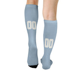 Custom Light Blue White Knee-High Sock
