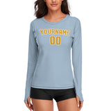 Custom Light Blue Yellow Women's Long-Sleeve Shirt