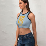 Custom Light Blue Yellow Sleeveless Tank Top