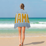 Custom Light Blue Yellow Beach Towel