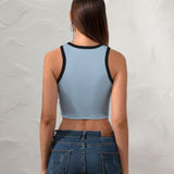 Custom Light Blue Yellow Sleeveless Tank Top