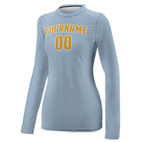Custom Light Blue Yellow Women's Long-Sleeve Shirt