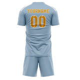 Custom Light Blue Yellow Soccer Jersey