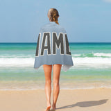 Custom Light Blue Dark Grey Beach Towel