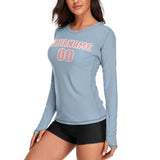 Custom Light Blue Light Pink Women's Long-Sleeve Shirt
