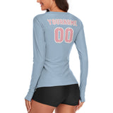 Custom Light Blue Light Pink Women's Long-Sleeve Shirt