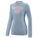 Custom Light Blue Light Pink Women's Long-Sleeve Shirt