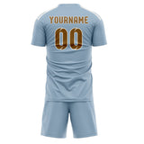 Custom Light Blue Khaki Soccer Jersey