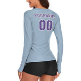 Custom Light Blue Light Purple Women's Long-Sleeve Shirt