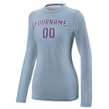 Custom Light Blue Light Purple Women's Long-Sleeve Shirt