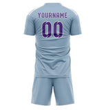 Custom Light Blue Light Purple Soccer Jersey