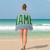Custom Light Blue Emerald Green Beach Towel
