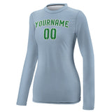 Custom Light Blue Emerald Green Women's Long-Sleeve Shirt