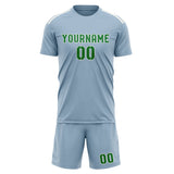 Custom Light Blue Emerald Green Soccer Jersey