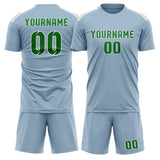 Custom Light Blue Emerald Green Soccer Jersey