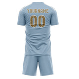 Custom Light Blue Light Khaki Soccer Jersey