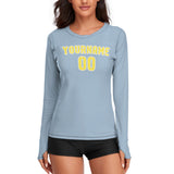 Custom Light Blue Light Yellow Women's Long-Sleeve Shirt