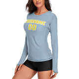 Custom Light Blue Light Yellow Women's Long-Sleeve Shirt