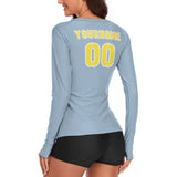 Custom Light Blue Light Yellow Women's Long-Sleeve Shirt