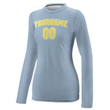 Custom Light Blue Light Yellow Women's Long-Sleeve Shirt