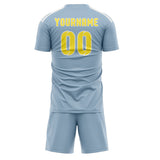 Custom Light Blue Light Yellow Soccer Jersey