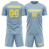 Custom Light Blue Light Yellow Soccer Jersey