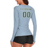 Custom Light Blue Blue Green Women's Long-Sleeve Shirt