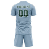 Custom Light Blue Blue Green Soccer Jersey