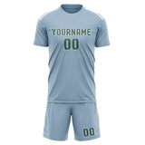 Custom Light Blue Blue Green Soccer Jersey