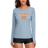 Custom Light Blue Orange Women's Long-Sleeve Shirt