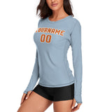 Custom Light Blue Orange Women's Long-Sleeve Shirt