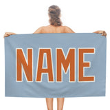 Custom Light Blue Orange Beach Towel