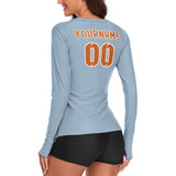 Custom Light Blue Orange Women's Long-Sleeve Shirt