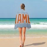 Custom Light Blue Orange Beach Towel