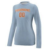 Custom Light Blue Orange Women's Long-Sleeve Shirt