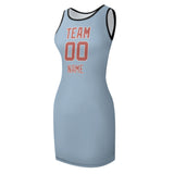 Custom Light Blue Copper Rose Sleeveless Vest Dress