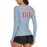 Custom Light Blue Copper Rose Women's Long-Sleeve Shirt