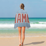 Custom Light Blue Copper Rose Beach Towel