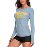 Custom Light Blue Gold Women's Long-Sleeve Shirt