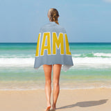 Custom Light Blue Gold Beach Towel