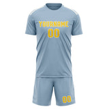 Custom Light Blue Gold Soccer Jersey