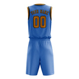 Custom Light Blue Yellow Basketball Set