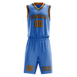 Custom Light Blue Yellow Basketball Set